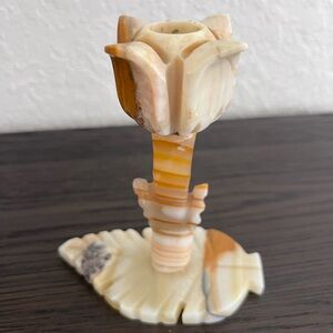 Vintage tulip shaped candle holder stone/onyx